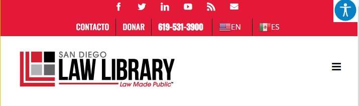 Screenshot of the San Diego Law Library web site responsive version